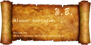 Wieser Bertalan névjegykártya